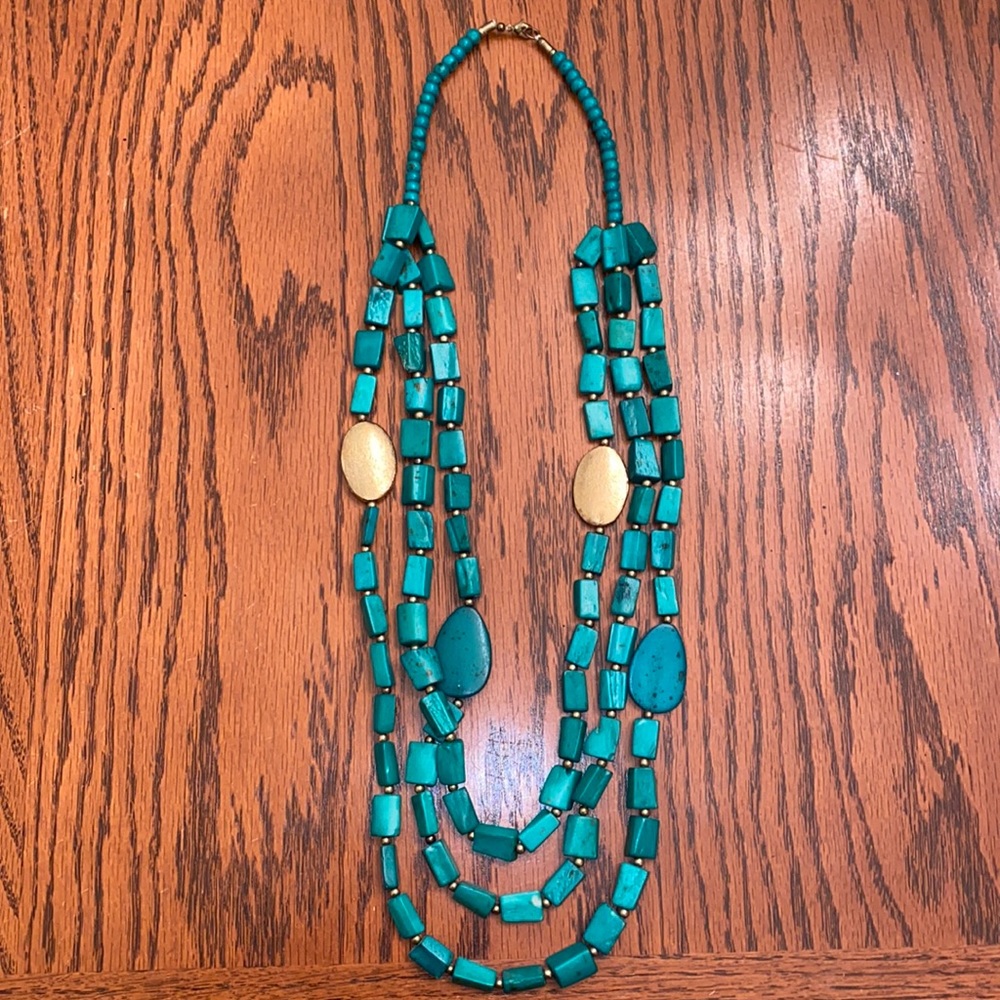 Francesca’s | turquoise beaded layered long necklace 29”